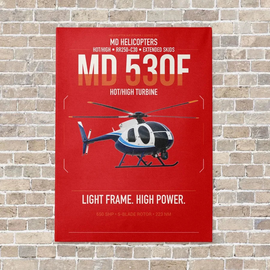 MD Helicopters MD 530F vertical canvas print - no frame - red background