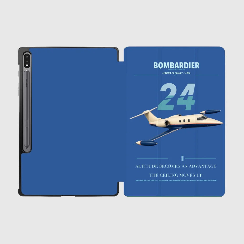 Bombardier Learjet 24 design on blue samsung tablet tablet case