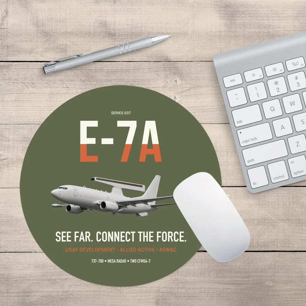 E-7A Wedgetail design on green army round mouse pad