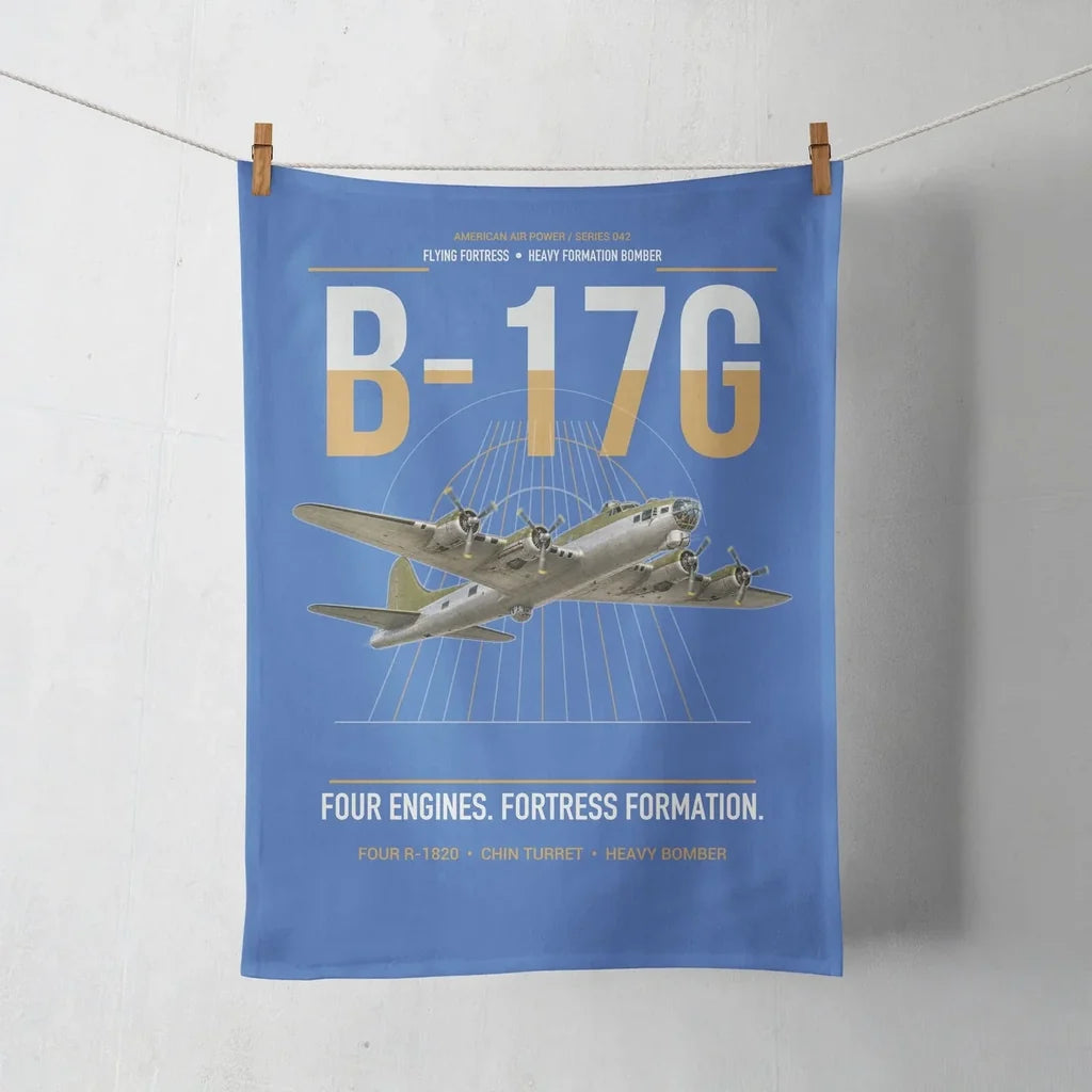 B-17G Flying Fortress design on blue towel