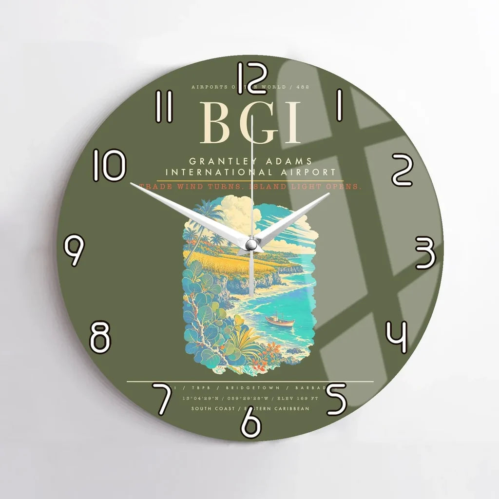 Grantley Adams International Airport BGI Wall-Clock No-Frame - Green Army