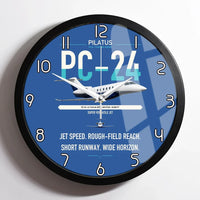 Thumbnail for Pilatus PC-24 design on blue framed wall clock