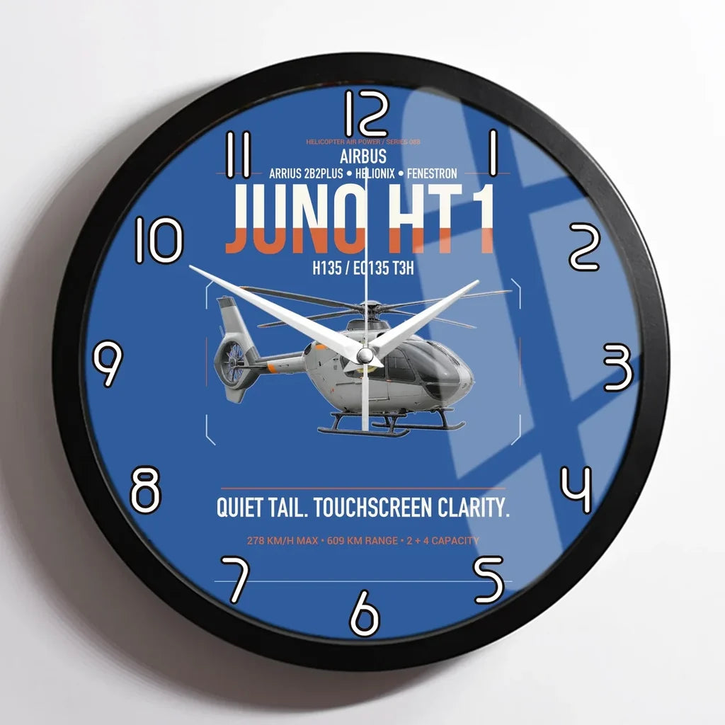 Airbus H135 Juno HT1 design on blue framed wall clock