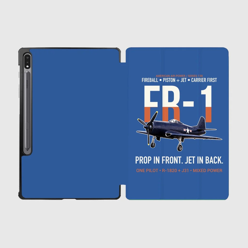 FR-1 Fireball Prop in Front Jet in Back design on blue samsung tablet tablet case