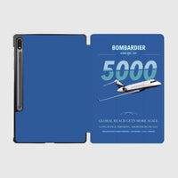 Thumbnail for Bombardier Global 5000 design on blue samsung tablet tablet case