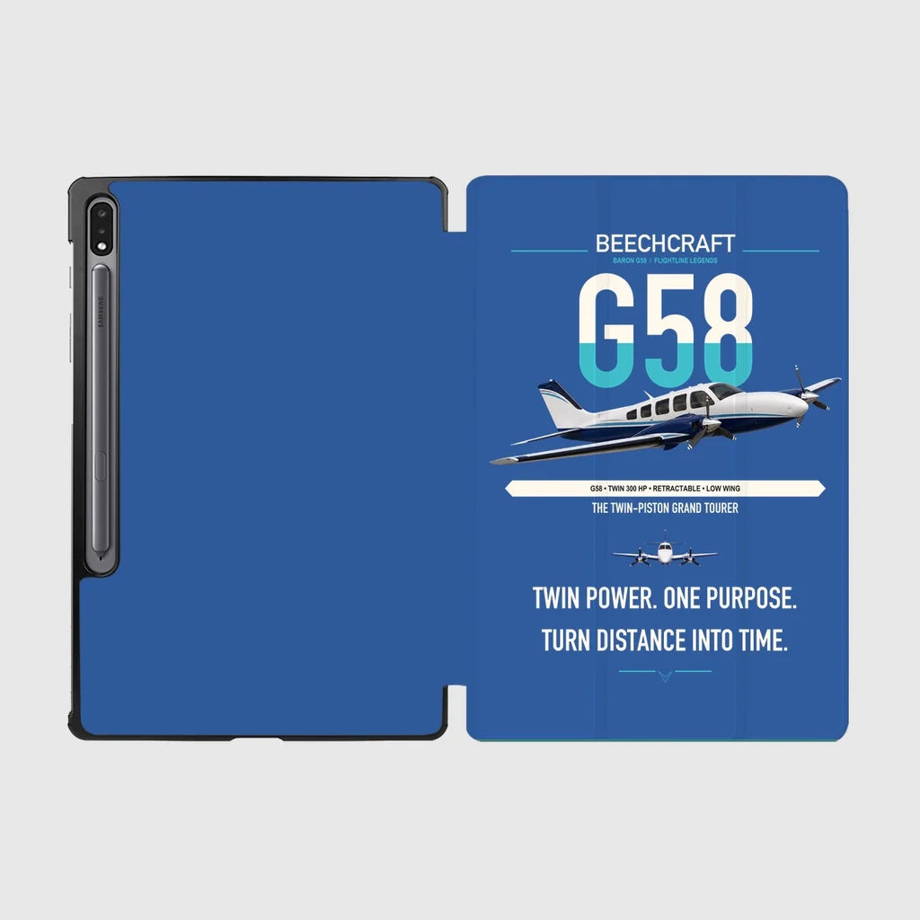 Beechcraft Baron G58 design on blue samsung tablet tablet case