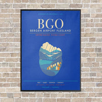 Thumbnail for Bergen Airport Flesland BGO - Canvas Framed - Blue