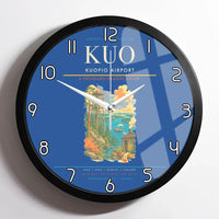 Thumbnail for Kuopio Airport (KUO) design on blue framed wall clock