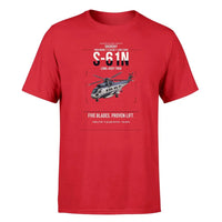 Thumbnail for Sikorsky S-61N design on red t-shirt, single-side print