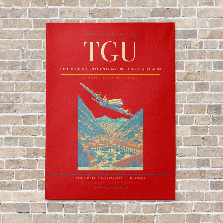 Toncontín International Airport TGU — Tegucigalpa vertical canvas print - no frame - red background