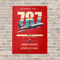 Thumbnail for Boeing 787-10 Dreamliner vertical canvas print - no frame - red background