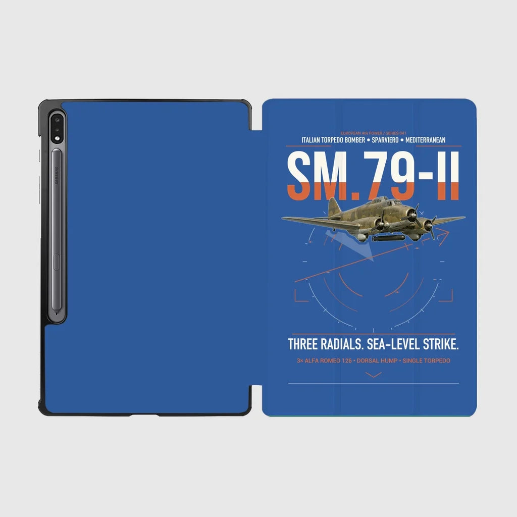 Savoia-Marchetti SM.79-II Sparviero design on blue samsung tablet tablet case