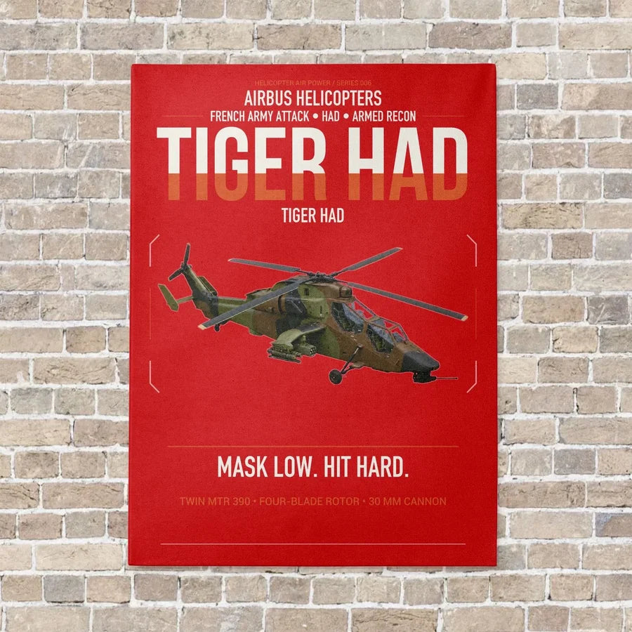Airbus Helicopters Tiger HAD vertical canvas print - no frame - red background