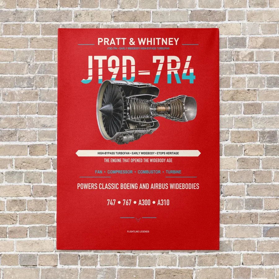 JT9D-7R4 vertical canvas print - no frame - red background