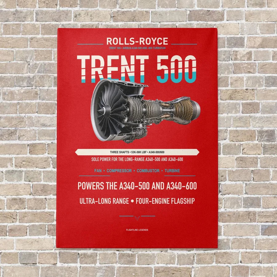 TRENT 500 vertical canvas print - no frame - red background