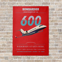 Thumbnail for Bombardier Challenger 600 vertical canvas print - no frame - red background