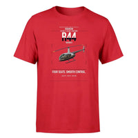 Thumbnail for Robinson R44 Raven II design on red t-shirt, single-side print