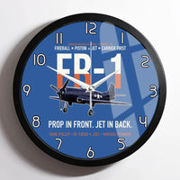 Thumbnail for FR-1 Fireball Prop in Front Jet in Back design on blue framed wall clock