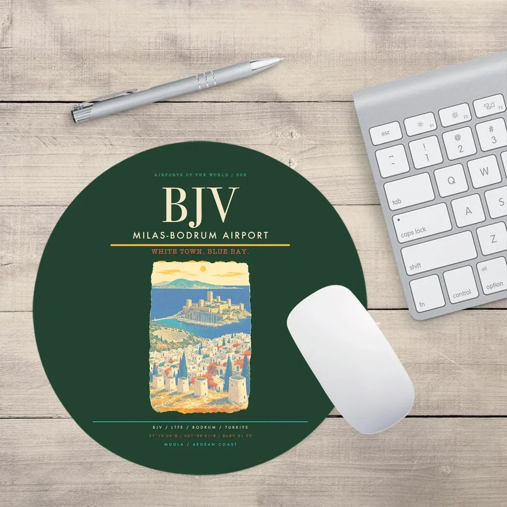 Milas-Bodrum Airport BJV Mouse-Pad Round - Dark Green