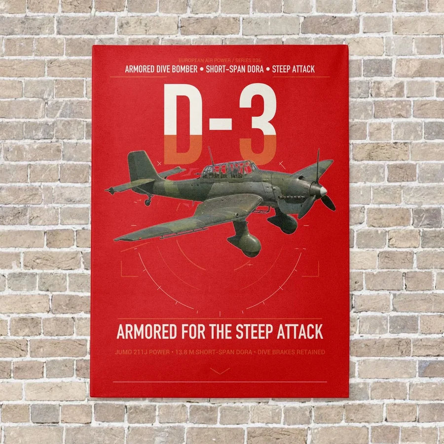 Junkers Ju 87D-3 vertical canvas print - no frame - red background
