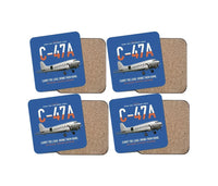 Thumbnail for C-47A Skytrain design on blue 4 pieces set coaster