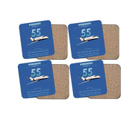 Thumbnail for Bombardier Learjet 55 design on blue 4 pieces set coaster