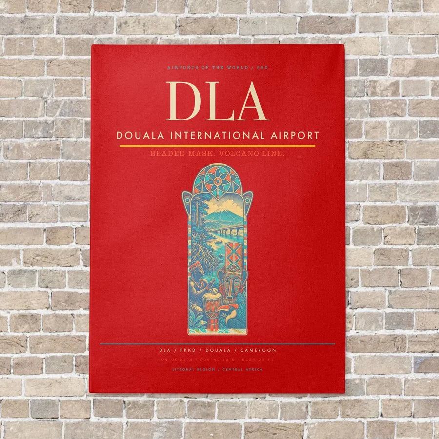 Douala International Airport DLA vertical canvas print - no frame - red background