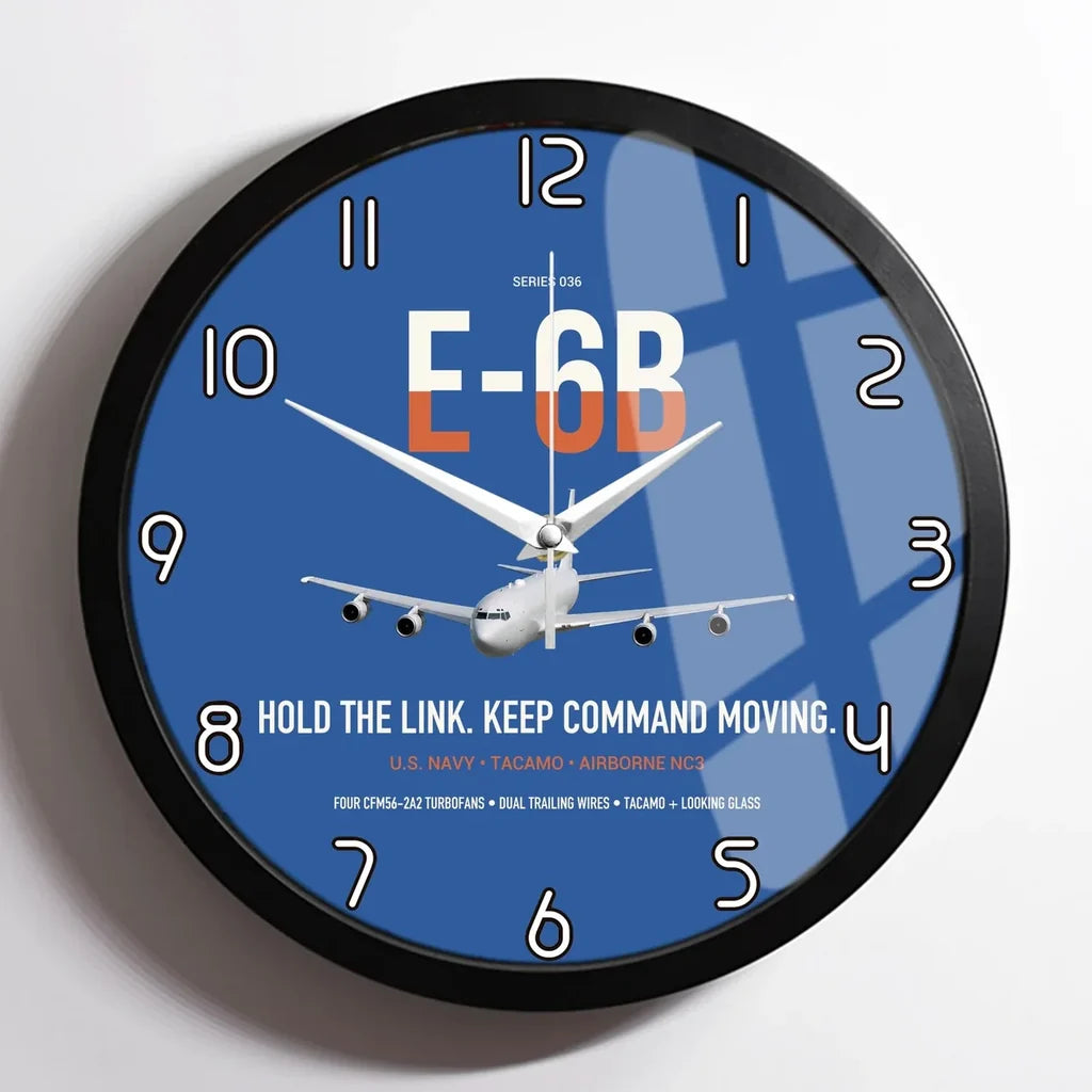 E-6B Mercury design on blue framed wall clock