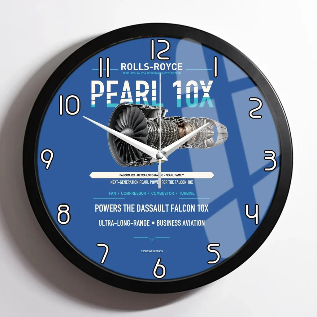 PEARL 10X design on blue framed wall clock