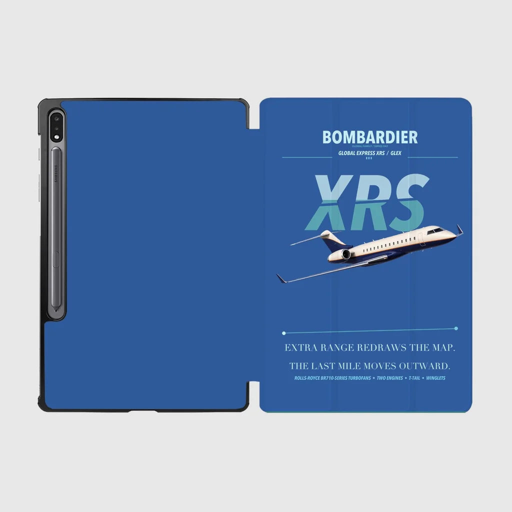 Bombardier Global Express XRS design on blue samsung tablet tablet case