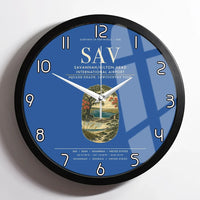 Thumbnail for Savannah-Hilton Head International Airport (SAV) design on blue framed wall clock