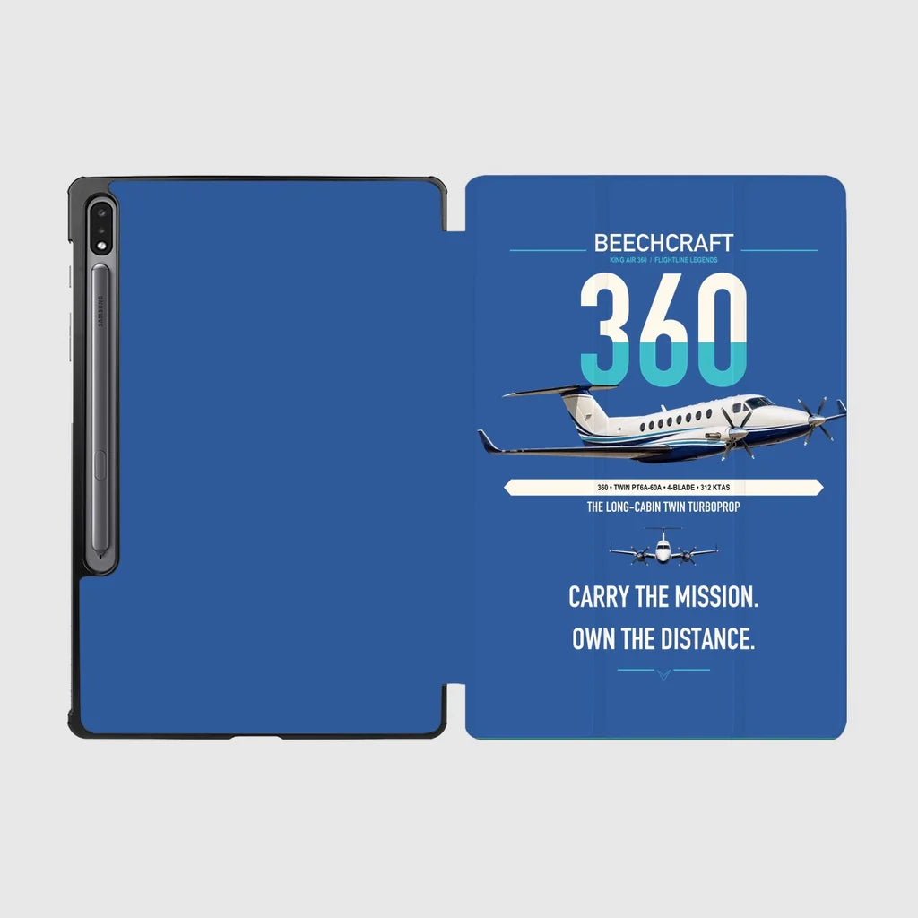 Beechcraft King Air 360 design on blue samsung tablet tablet case