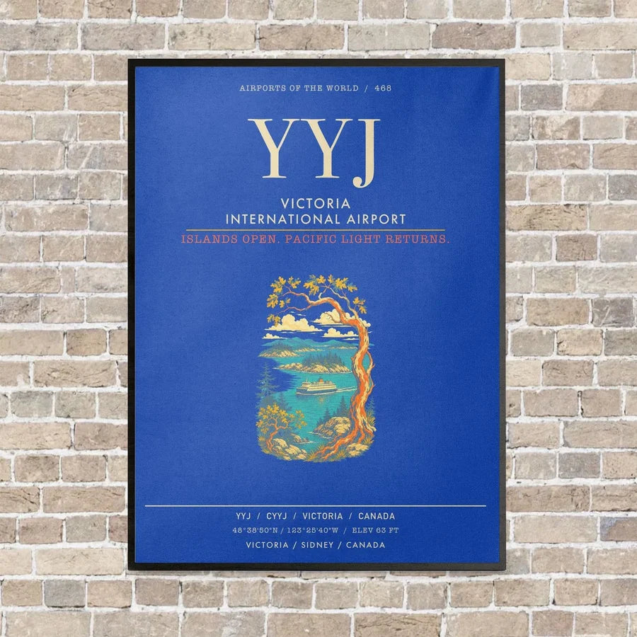 Victoria International Airport YYJ - Canvas Framed - Blue