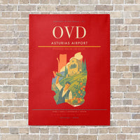 Thumbnail for Asturias Airport OVD vertical canvas print - no frame - red background