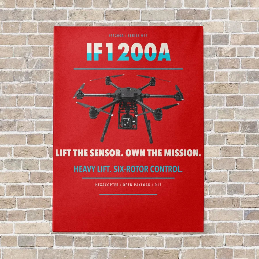 Inspired Flight IF1200A vertical canvas print - no frame - red background