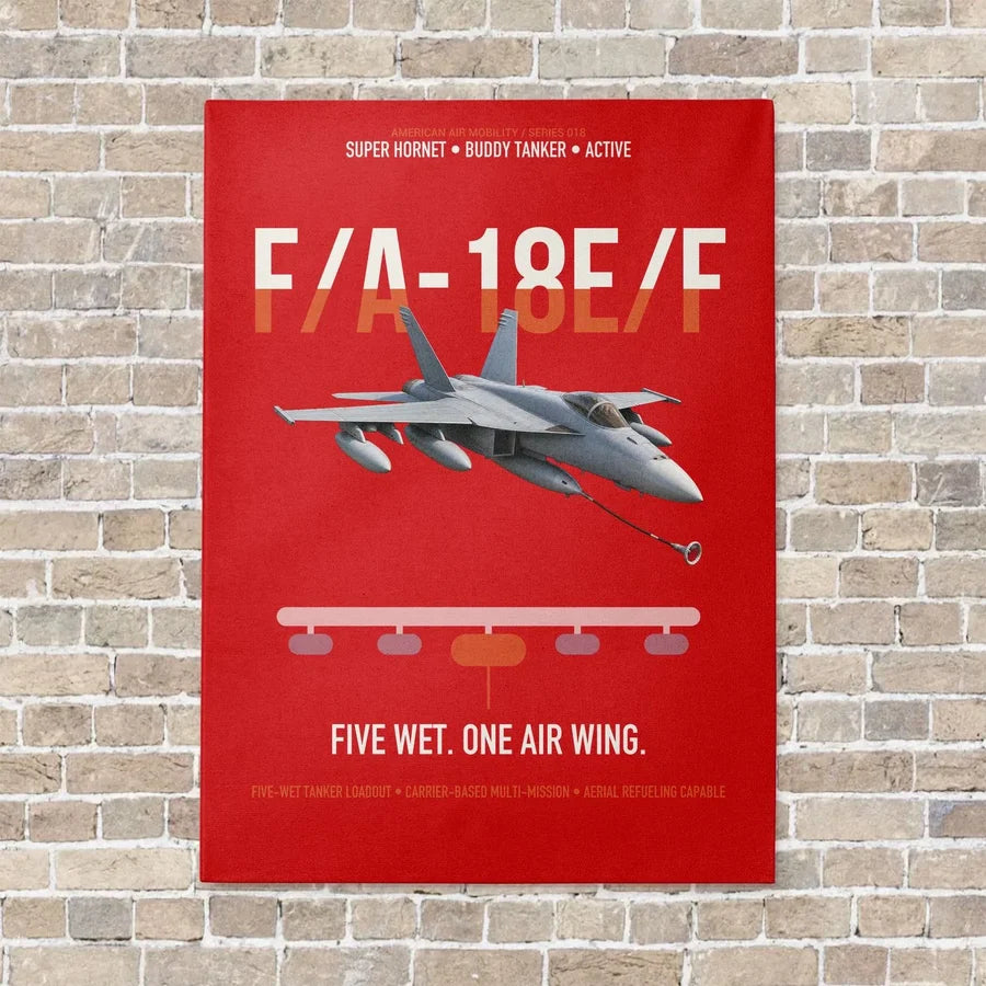 F A-18E F Buddy Tanker vertical canvas print - no frame - red background
