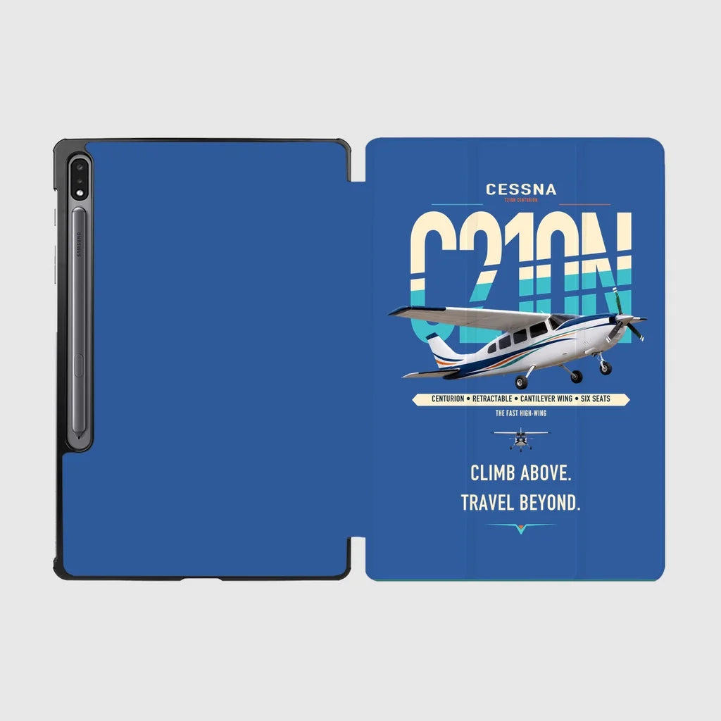 Cessna T210N Centurion design on blue samsung tablet tablet case