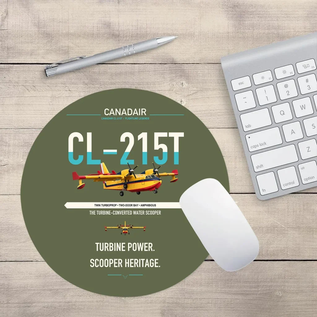 Canadair CL-215T design on green army round mouse pad