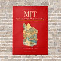 Thumbnail for Mytilene International Airport MJT vertical canvas print - no frame - red background
