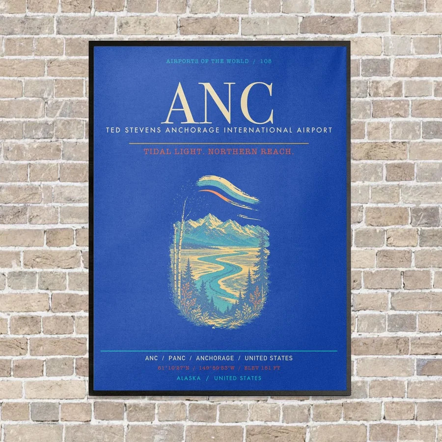 Ted Stevens Anchorage International Airport ANC - Canvas Framed - Blue