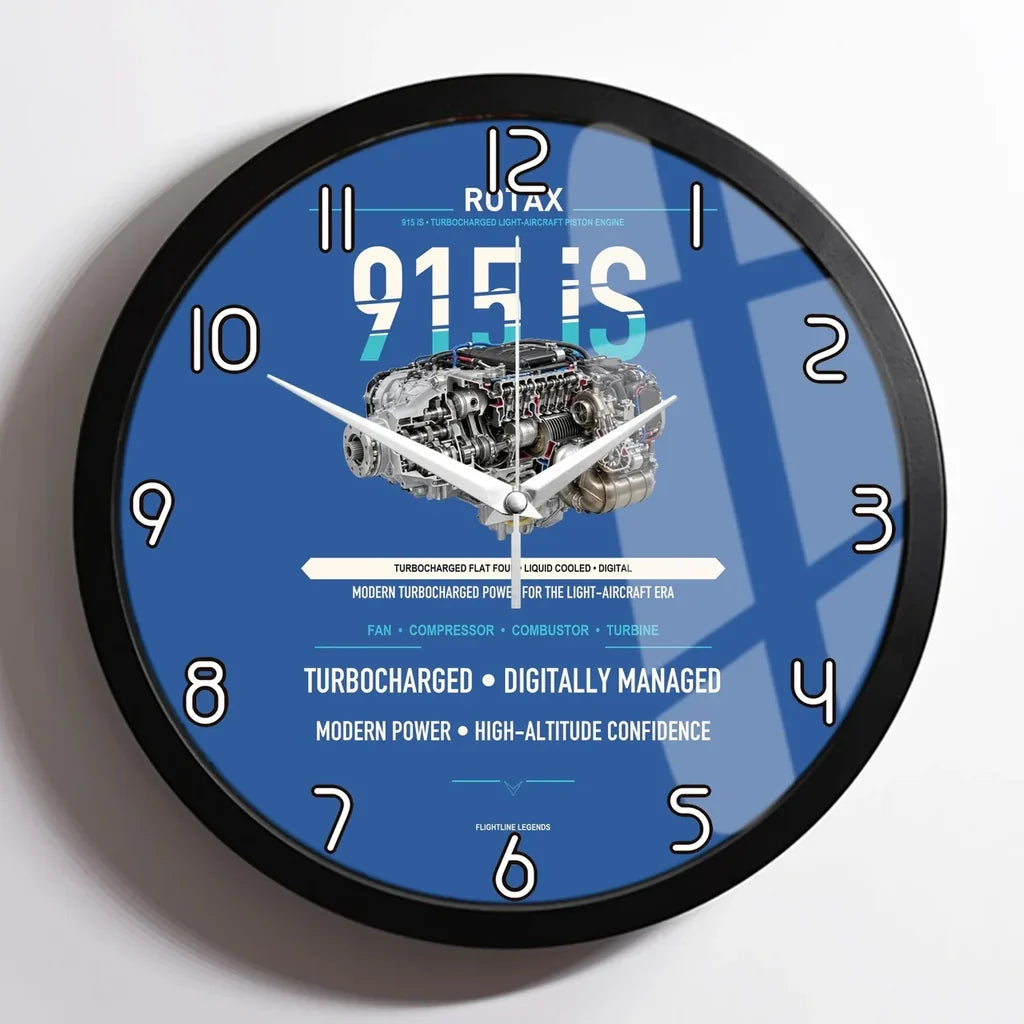 915 iS design on blue framed wall clock