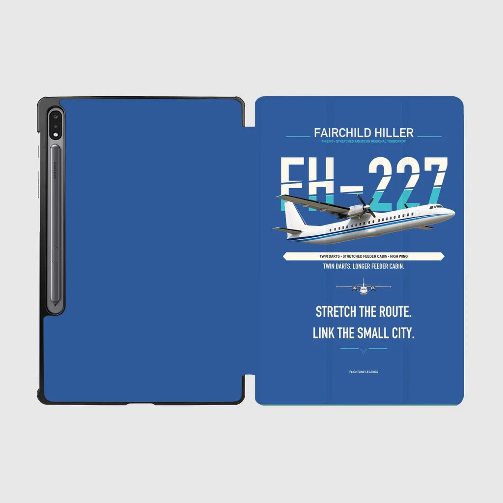 Fairchild Hiller FH-227B design on blue samsung tablet tablet case