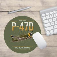 Thumbnail for P-47D Thunderbolt Razorback design on green army round mouse pad