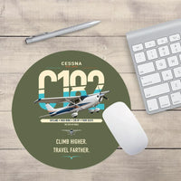 Thumbnail for Cessna 182 Skylane design on green army round mouse pad