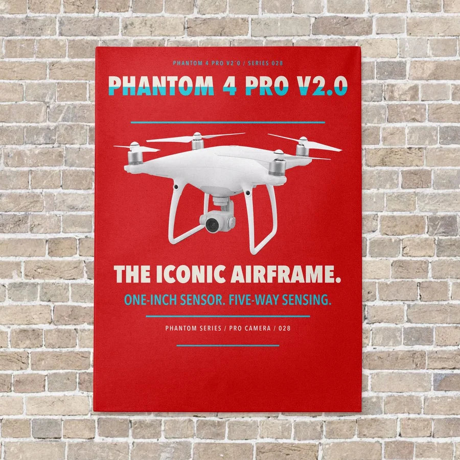 DJI Phantom 4 Pro V2.0 vertical canvas print - no frame - red background