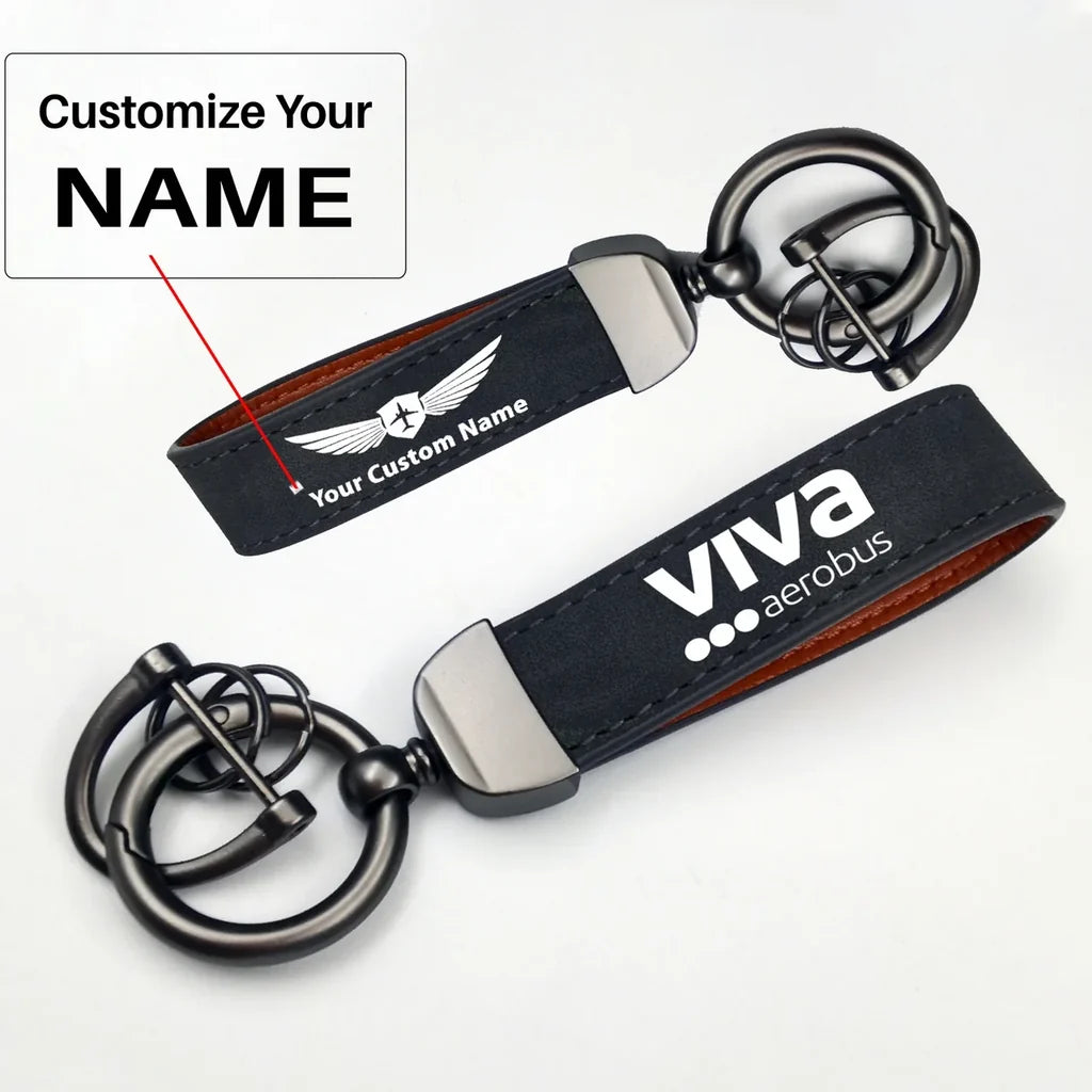 Viva Aerobus Horseshoe Buckle key chain, Black + Name