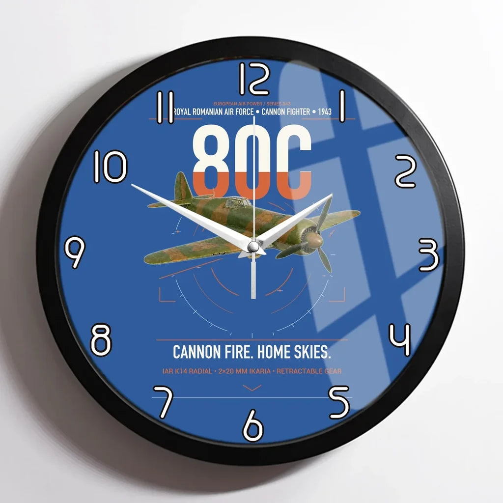IAR 80C design on blue framed wall clock