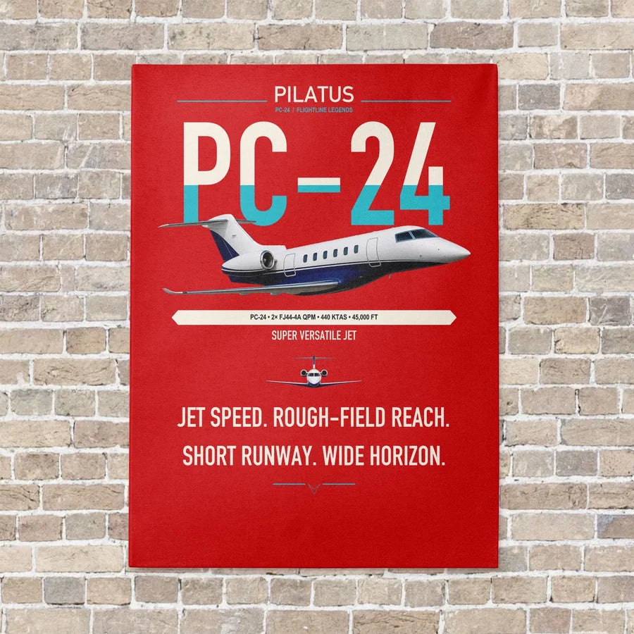 Pilatus PC-24 vertical canvas print - no frame - red background