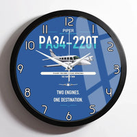 Thumbnail for Piper PA-34-220T Seneca V design on blue framed wall clock