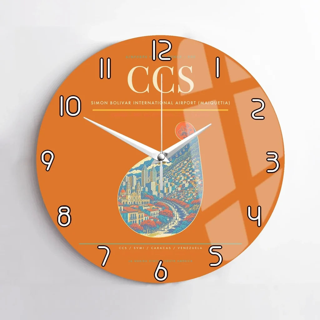 Simon Bolivar International Airport (Maiquetia) CCS Wall-Clock No-Frame - Orange